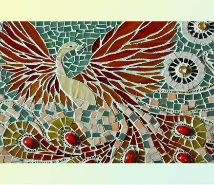стеклянная мозаика "птица счастья"