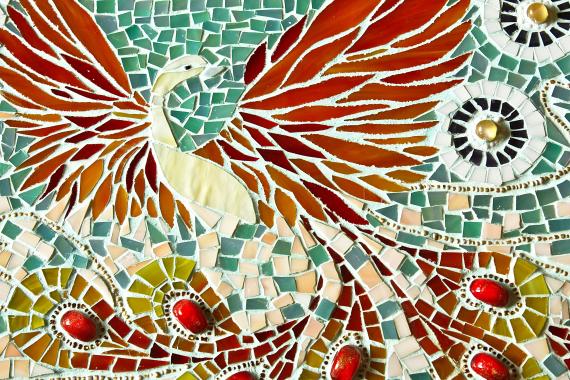 стеклянная мозаика "птица счастья"