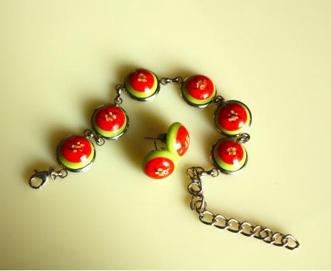 авторская бижутерия набор украшений браслет и серьги-гвоздики "Всегда"