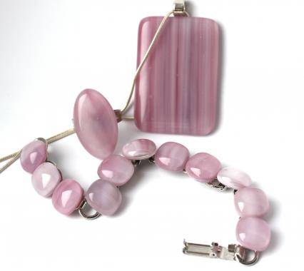 набор украшений кулон кольцо браслет "Розовый фламинго"
