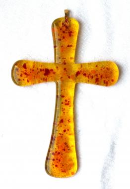 подвеска декоративная "крест золотисто-медовый"
